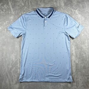 Nike Dri-FIT Golf Polo Shirt Mens Small Blue White Triangle Graphic Print